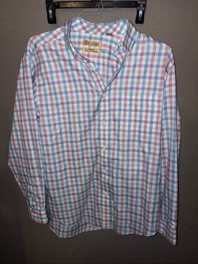 Gold label men's  Long-Sleeve Check Shirt - Pastel Blue & Pink large